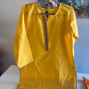 Indian Cotton with Block print and lace Top